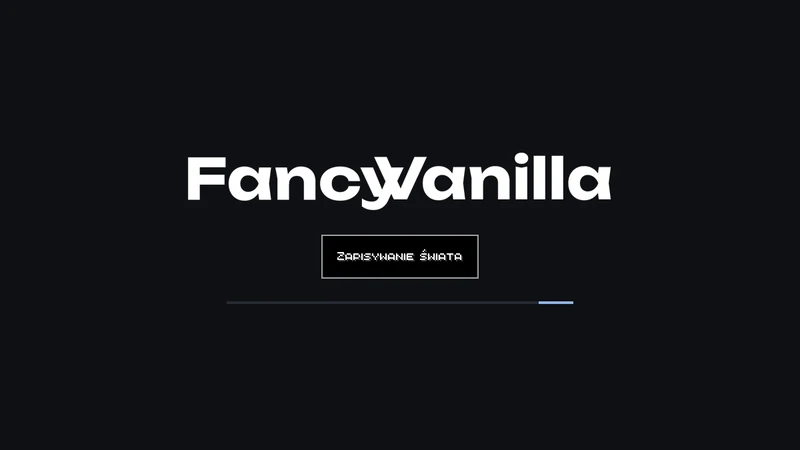 World saving screen with the Fancy Vanilla wordmark